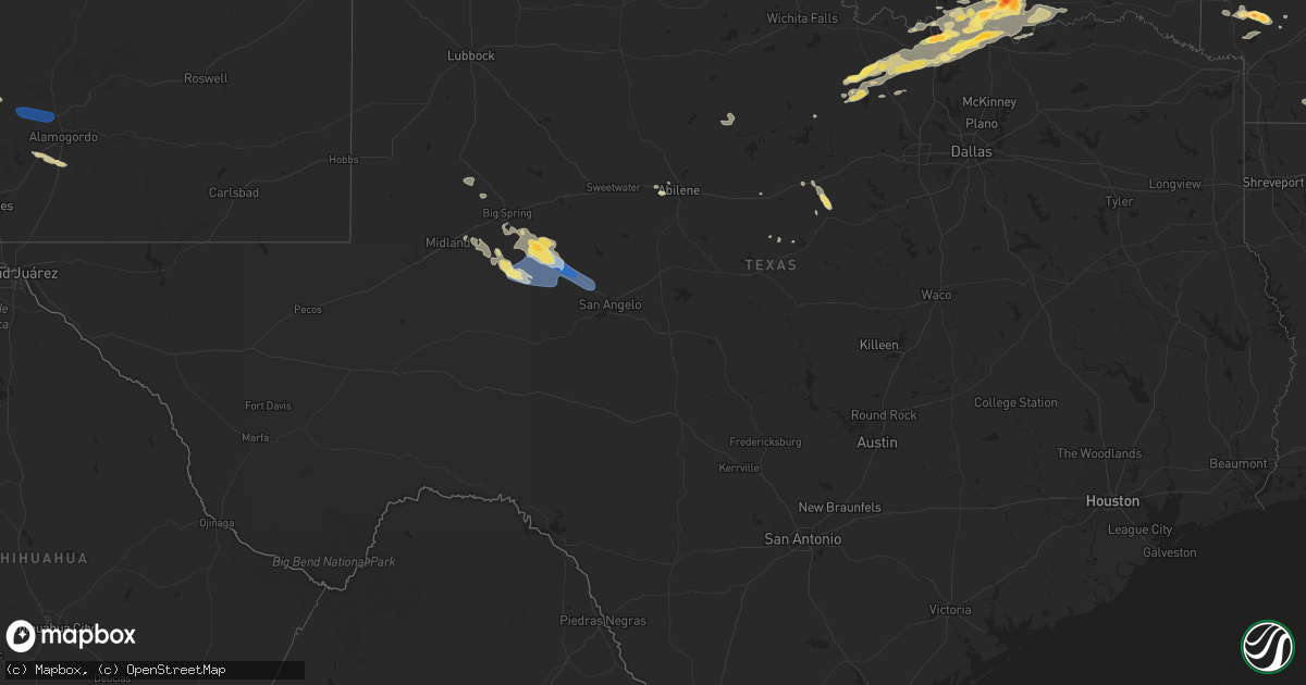 Hail map in Texas on September 23, 2025
