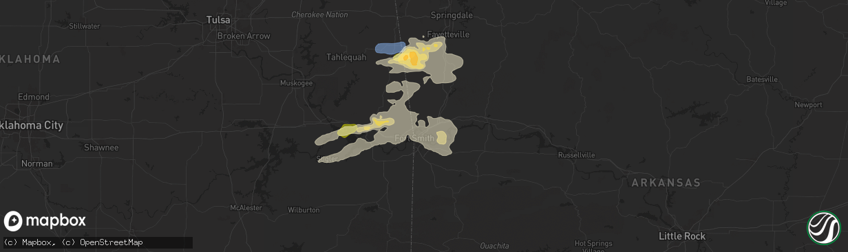 Hail map in Van Buren, AR on September 23, 2025