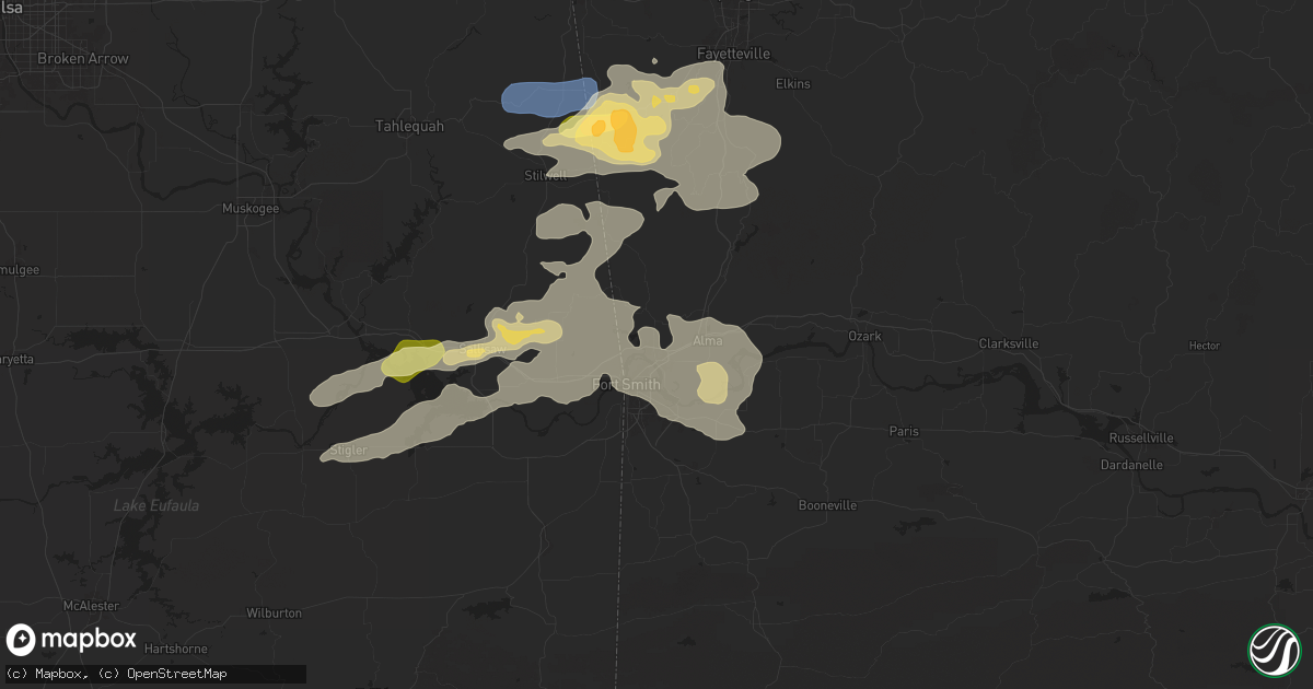 Hail map in Van Buren, AR on September 23, 2025