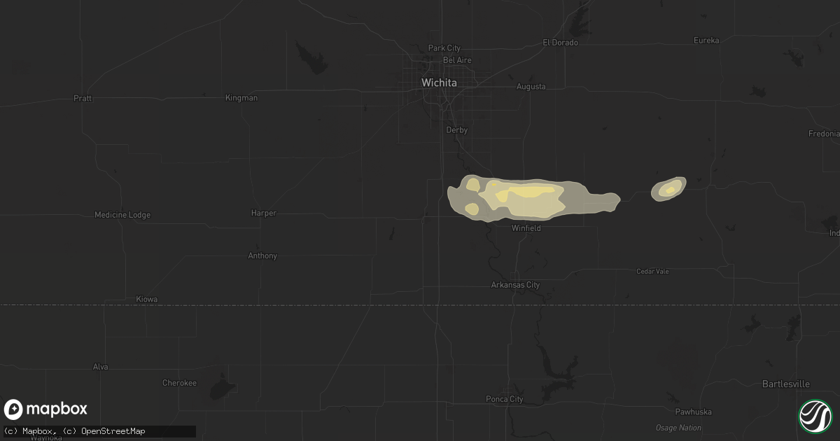 Hail map in Wellington, KS on September 23, 2025