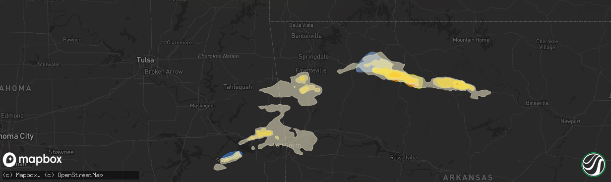 Hail map in West Fork, AR on September 23, 2025
