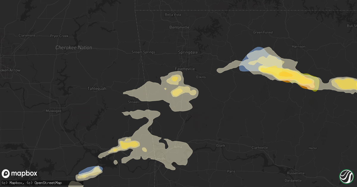 Hail map in West Fork, AR on September 23, 2025