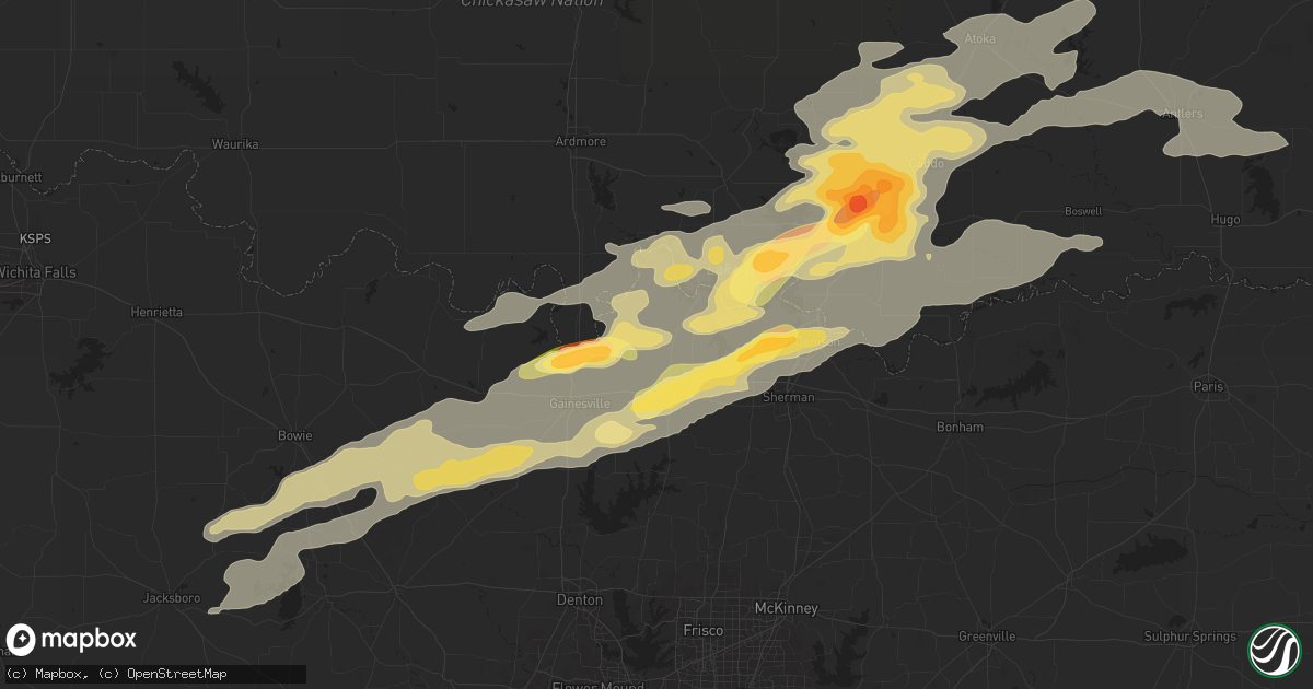 Hail map in Whitesboro, TX on September 23, 2025