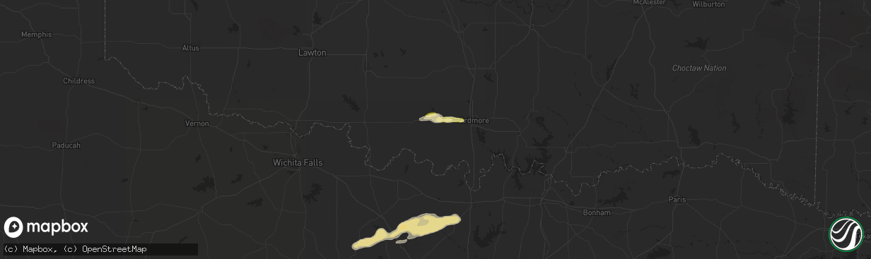 Hail map in Wilson, OK on September 23, 2025