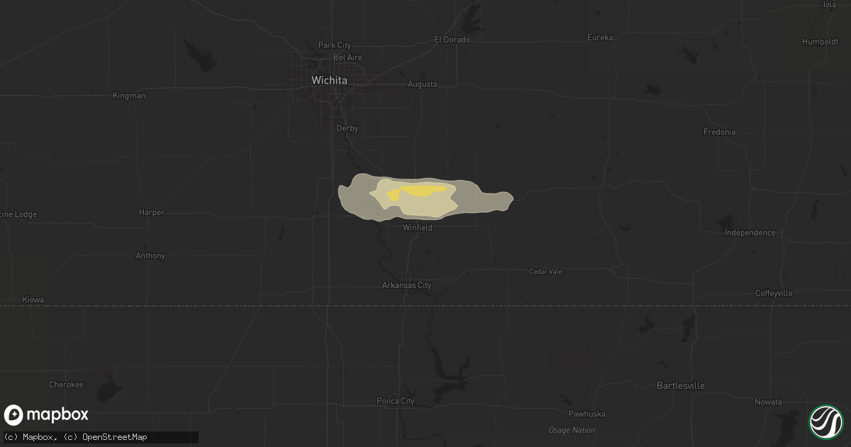 Hail map in Winfield, KS on September 23, 2025