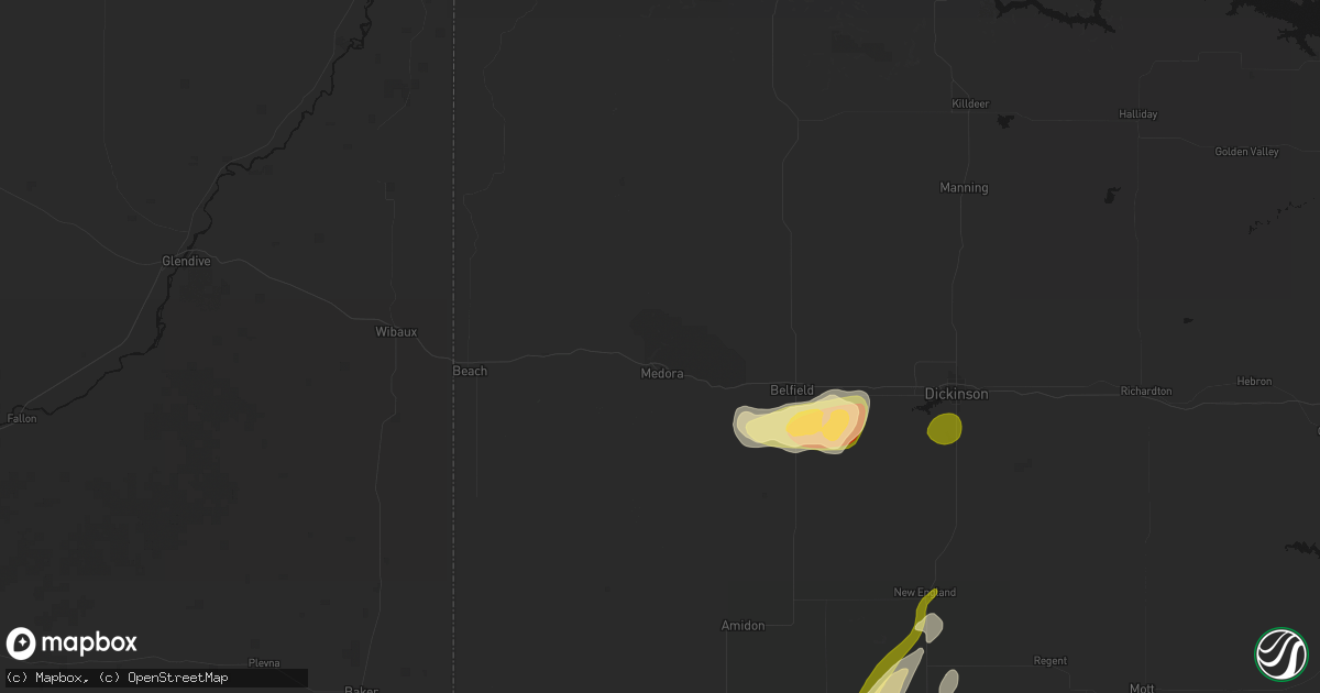 Hail map in Medora, ND on September 23, 2026