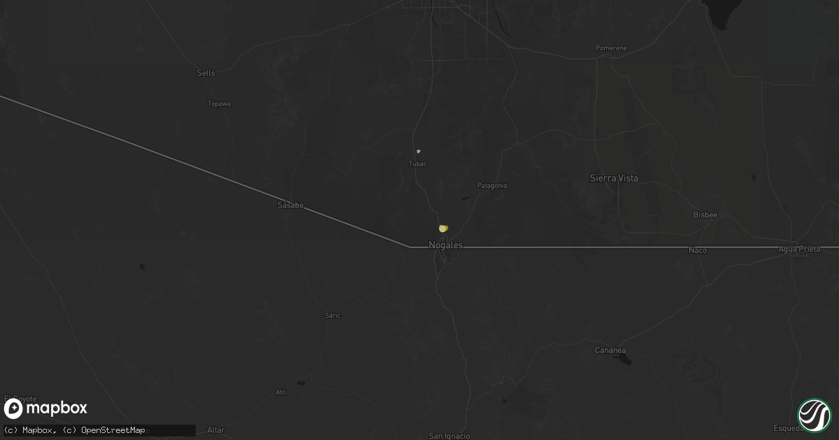 Hail map in Nogales, AZ on September 23, 2026