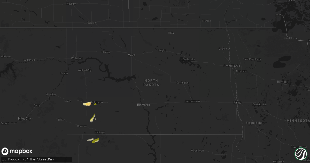 Hail map in North Dakota on September 23, 2026