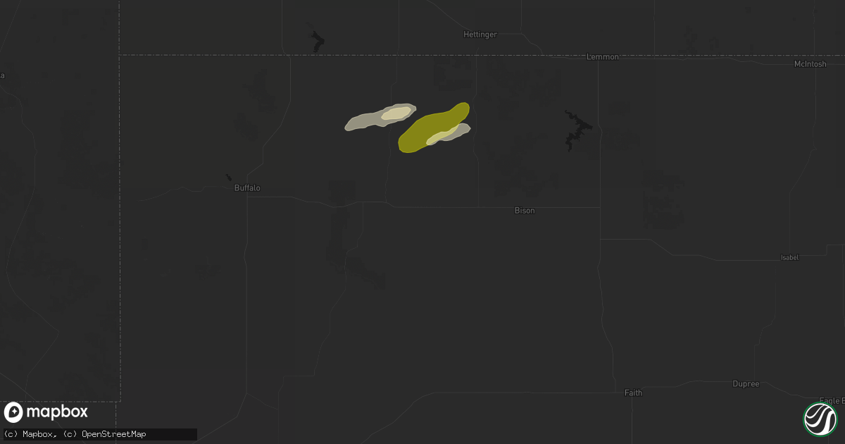 Hail map in Prairie City, SD on September 23, 2026