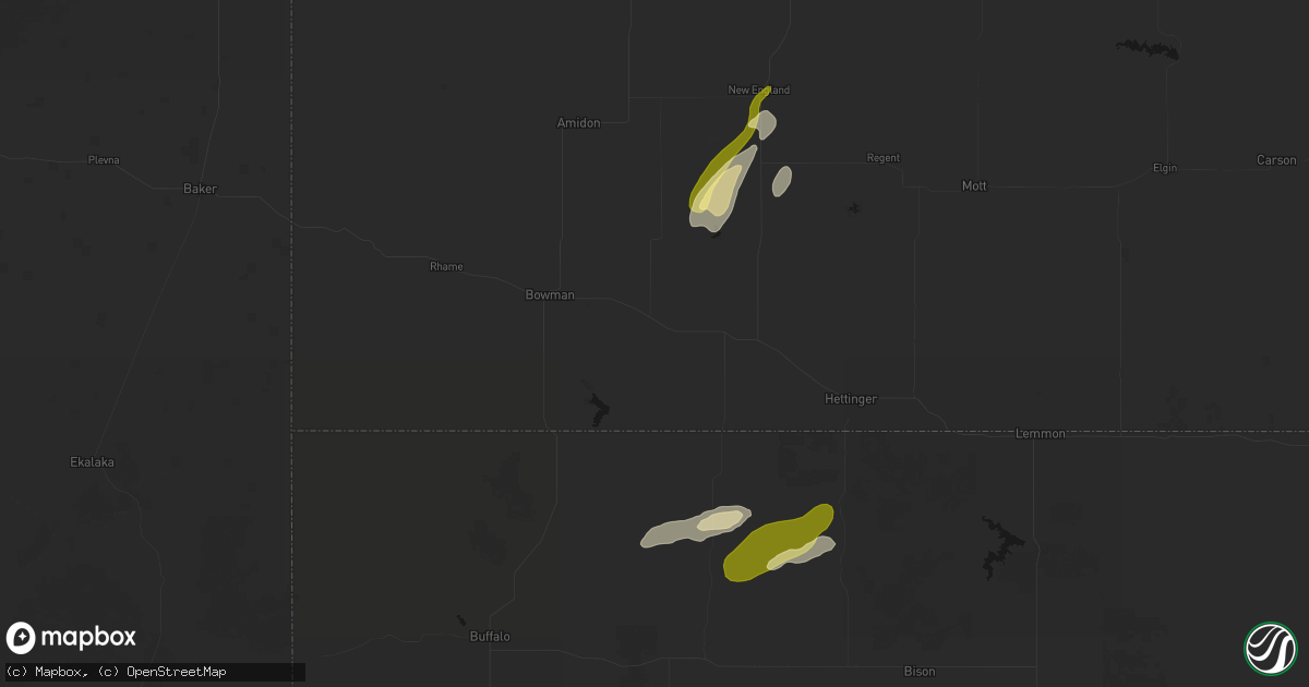 Hail map in Scranton, ND on September 23, 2026