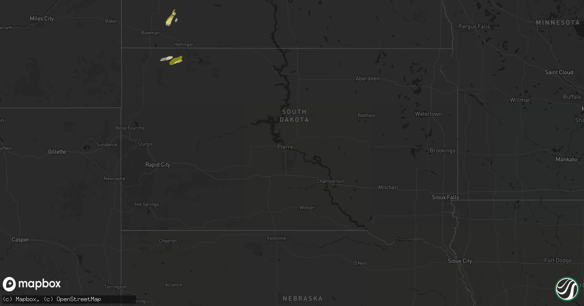 Hail map in South Dakota on September 23, 2026