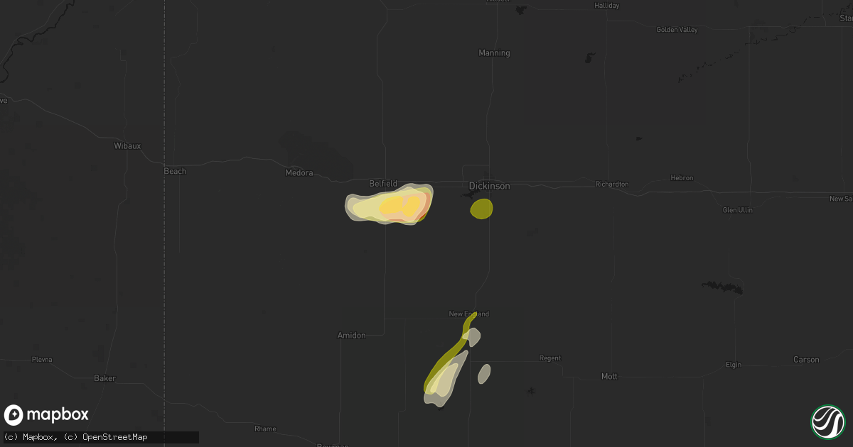 Hail map in South Heart, ND on September 23, 2026