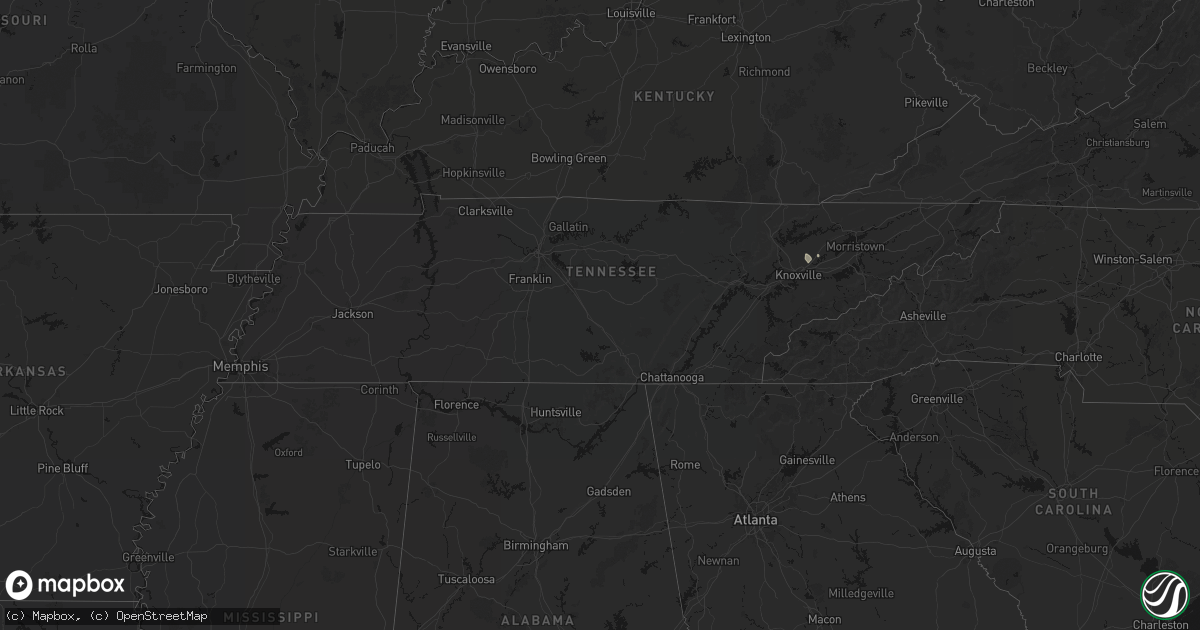 Hail map in Tennessee on September 23, 2026