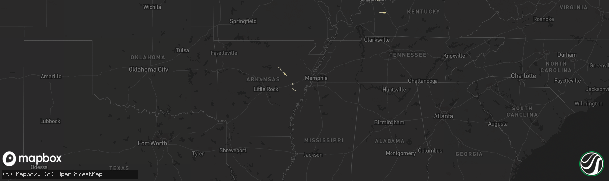 Hail map in Arkansas on September 24, 2012