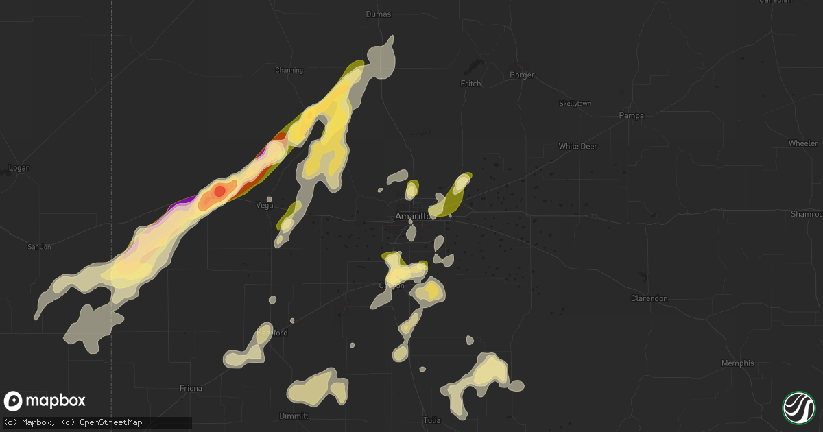 Hail map in Amarillo, TX on September 24, 2014