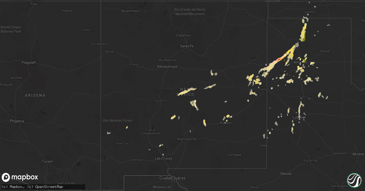 Hail map in New Mexico on September 24, 2014