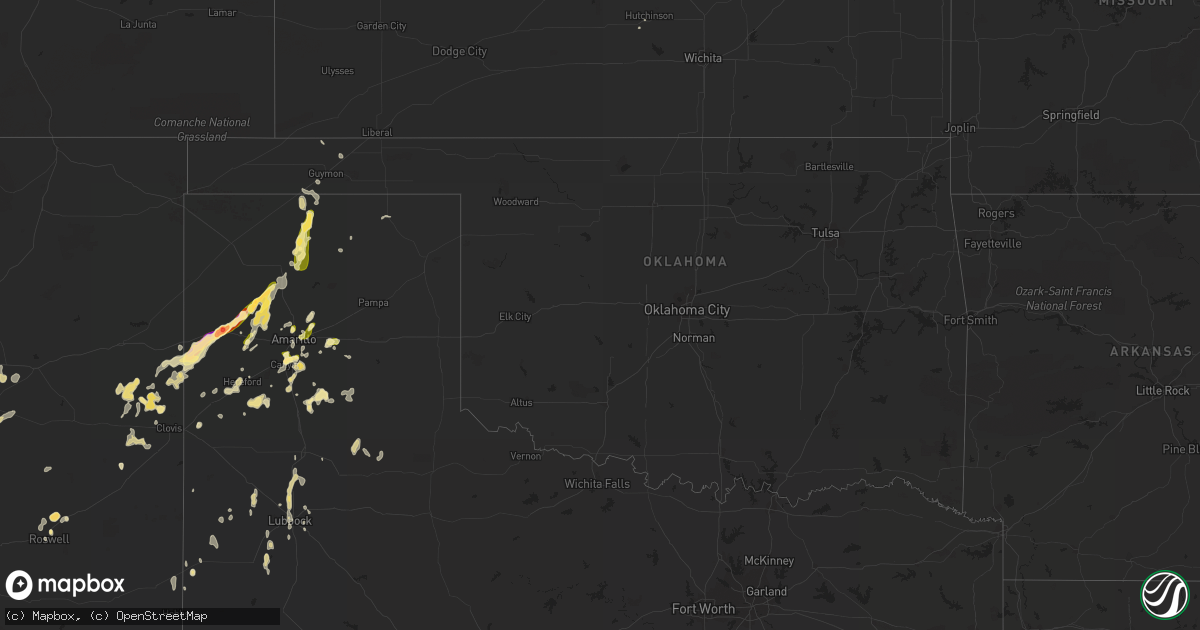 Hail map in Oklahoma on September 24, 2014