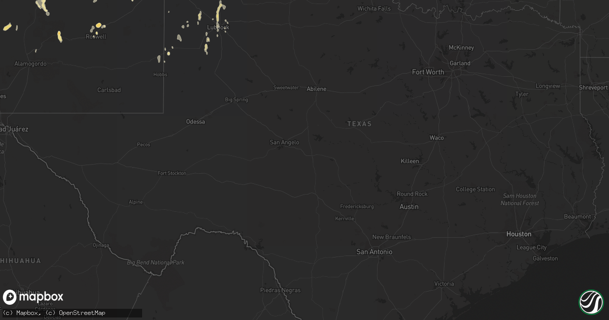 Hail map in Texas on September 24, 2014