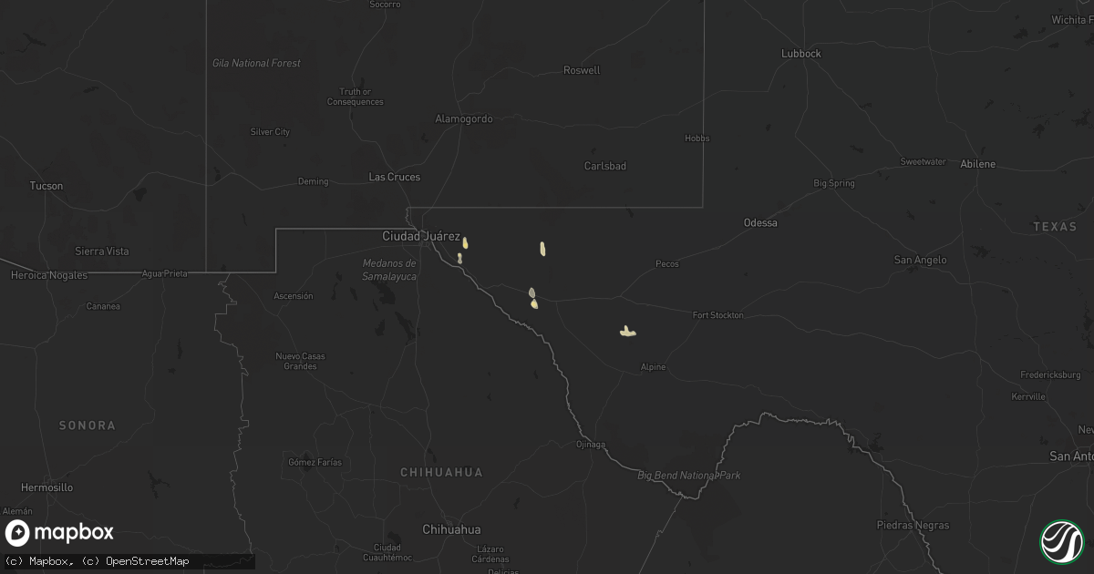 Hail map in Texas on September 24, 2015