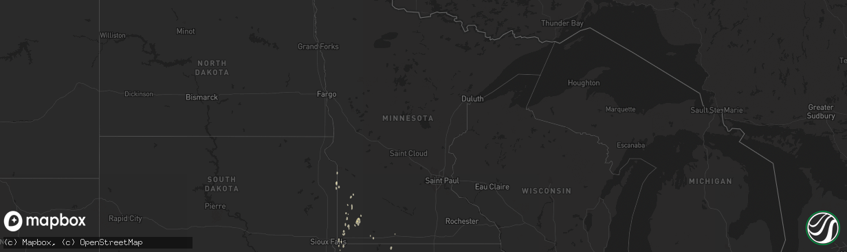 Hail map in Minnesota on September 24, 2016