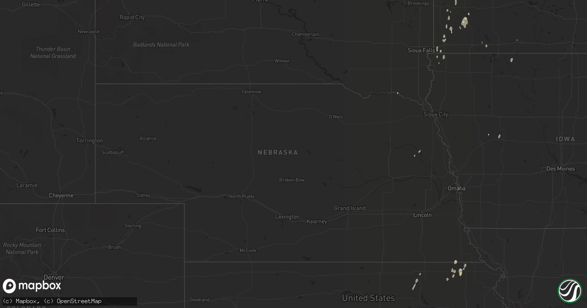 Hail map in Nebraska on September 24, 2016