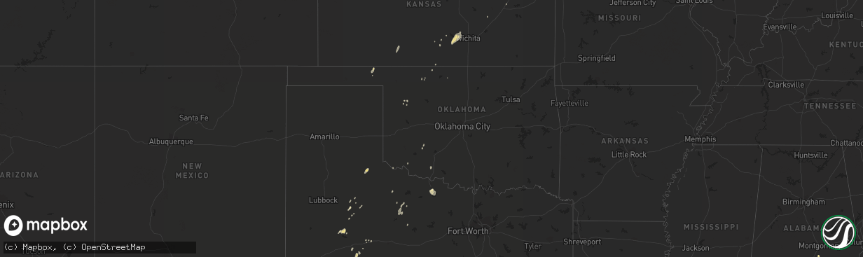 Hail map in Oklahoma on September 24, 2016