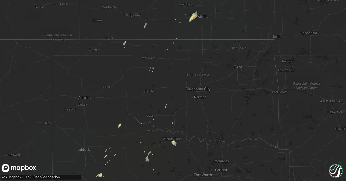 Hail map in Oklahoma on September 24, 2016