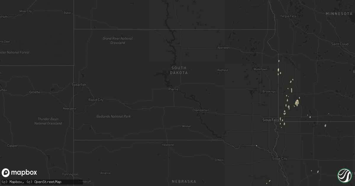 Hail map in South Dakota on September 24, 2016