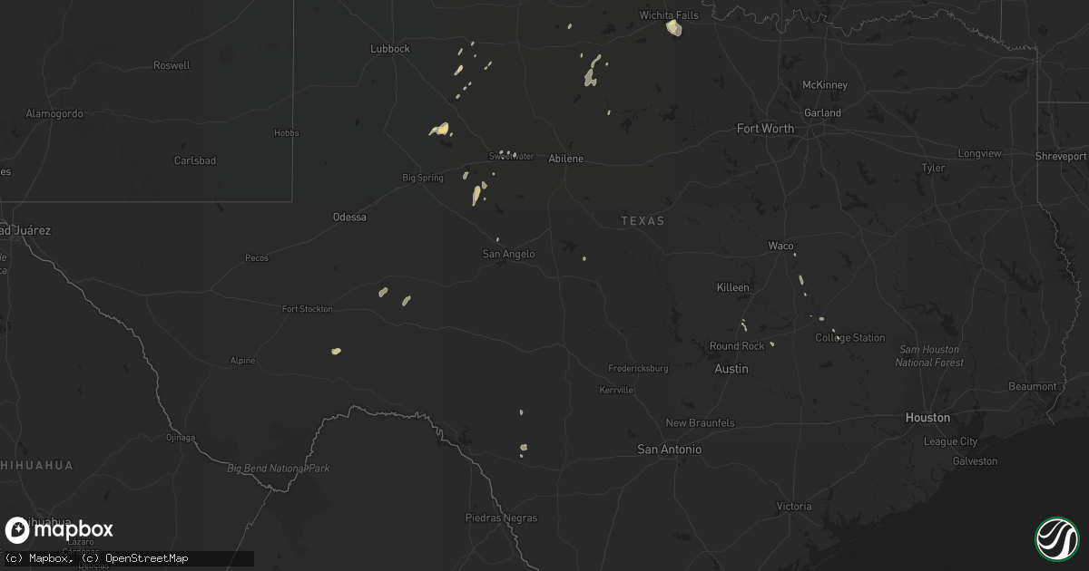 Hail map in Texas on September 24, 2016