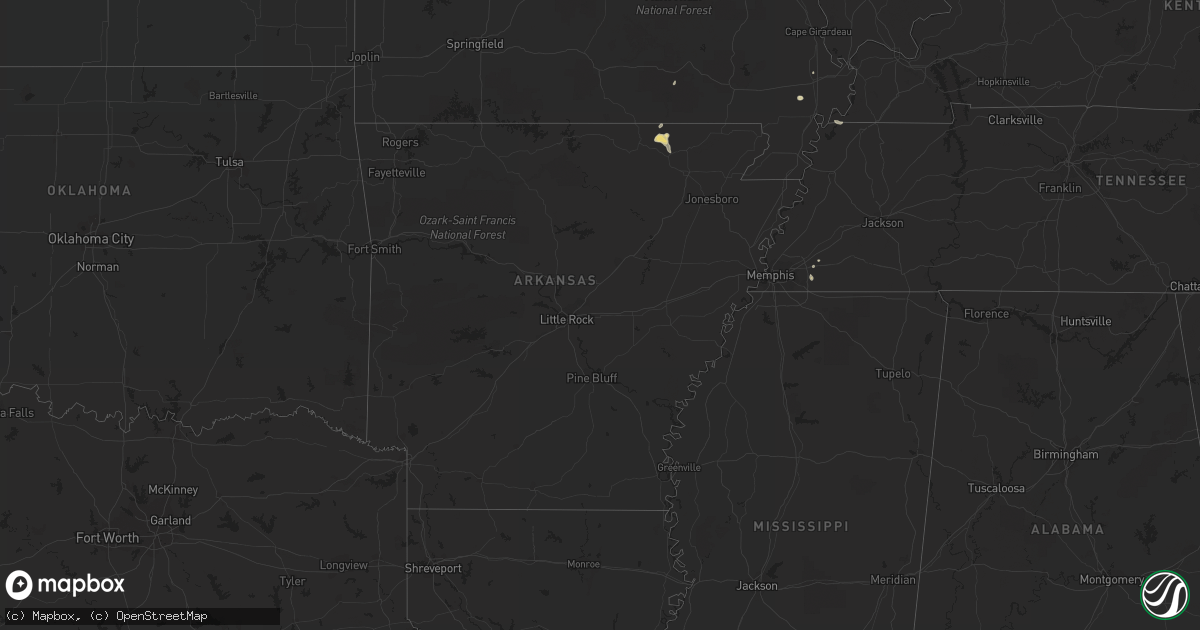 Hail map in Arkansas on September 24, 2017