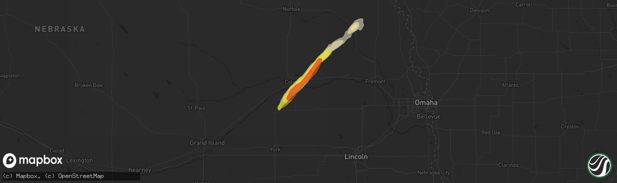 Hail map in Bellwood, NE on September 24, 2017