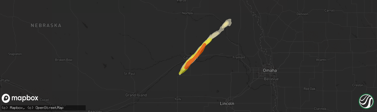 Hail map in Columbus, NE on September 24, 2017