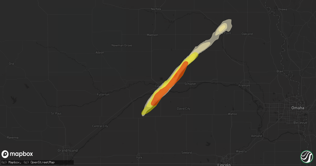 Hail map in Columbus, NE on September 24, 2017