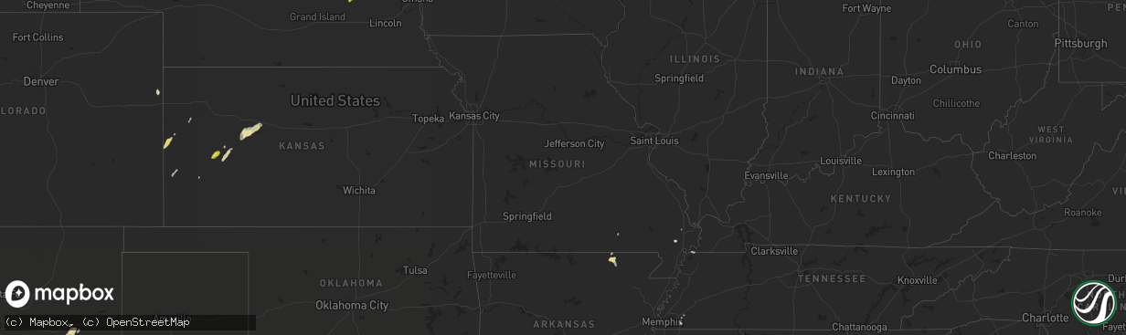 Hail map in Missouri on September 24, 2017