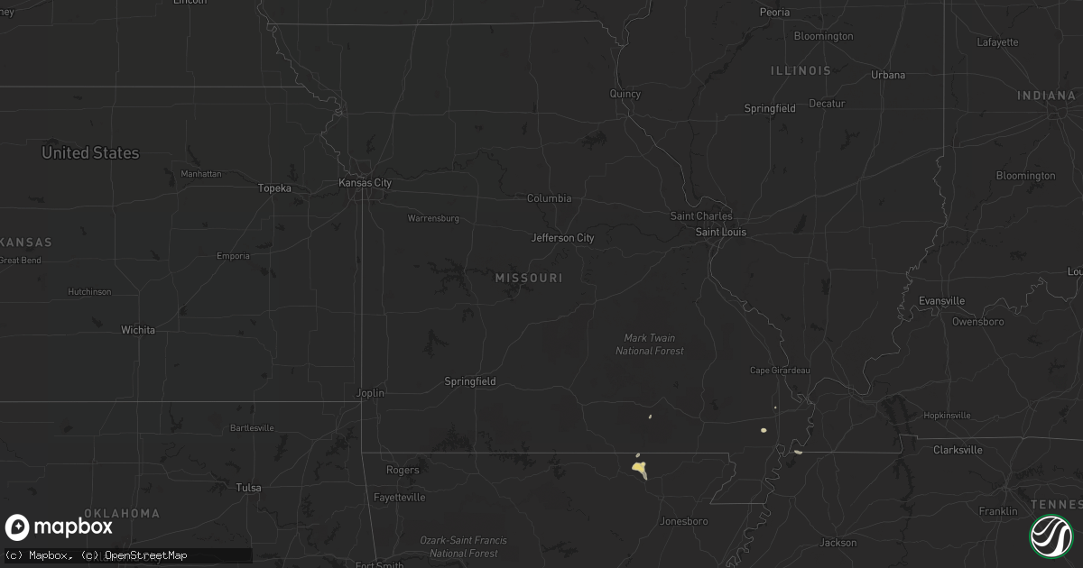 Hail map in Missouri on September 24, 2017