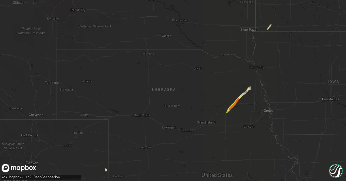 Hail map in Nebraska on September 24, 2017