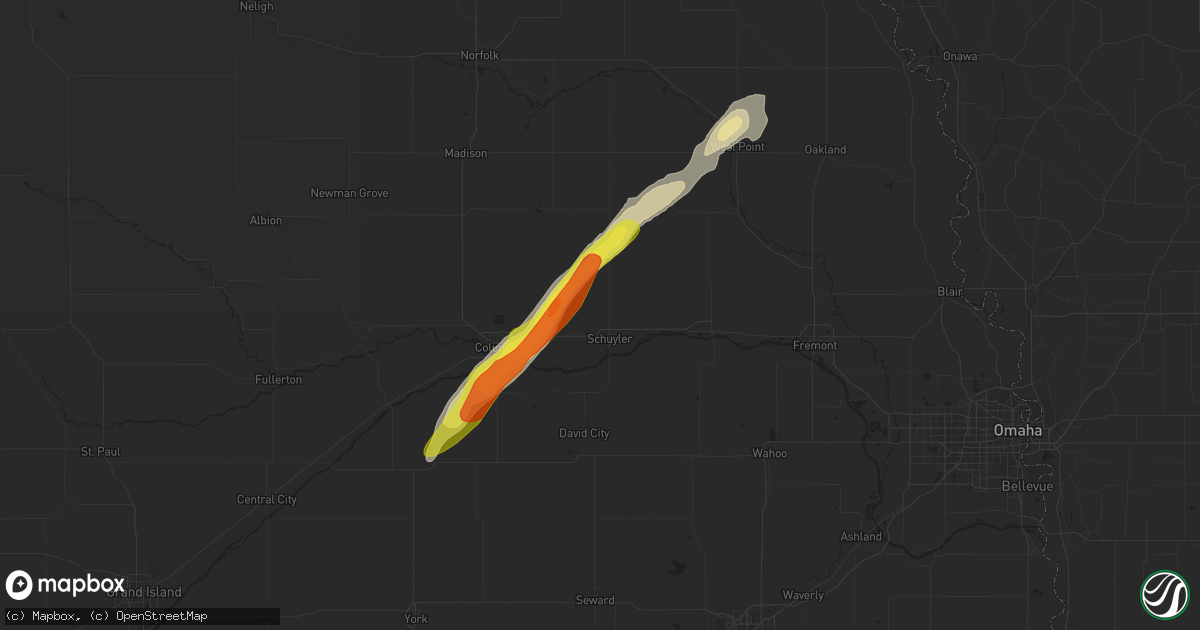 Hail map in Schuyler, NE on September 24, 2017