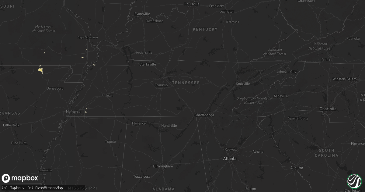 Hail map in Tennessee on September 24, 2017