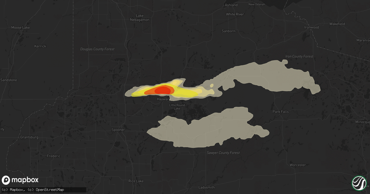 Hail map in Hayward, WI on September 24, 2019