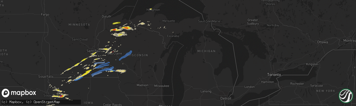 Hail map in Michigan on September 24, 2019