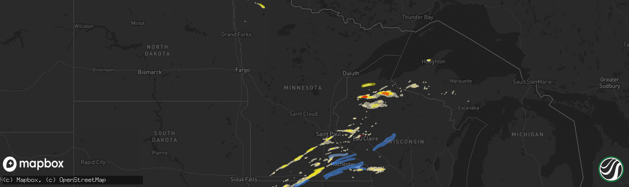 Hail map in Minnesota on September 24, 2019