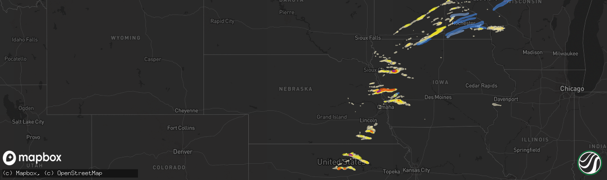 Hail map in Nebraska on September 24, 2019