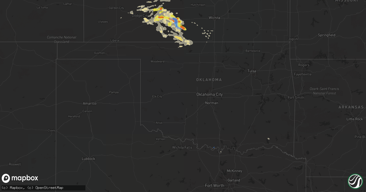 Hail map in Oklahoma on September 24, 2019