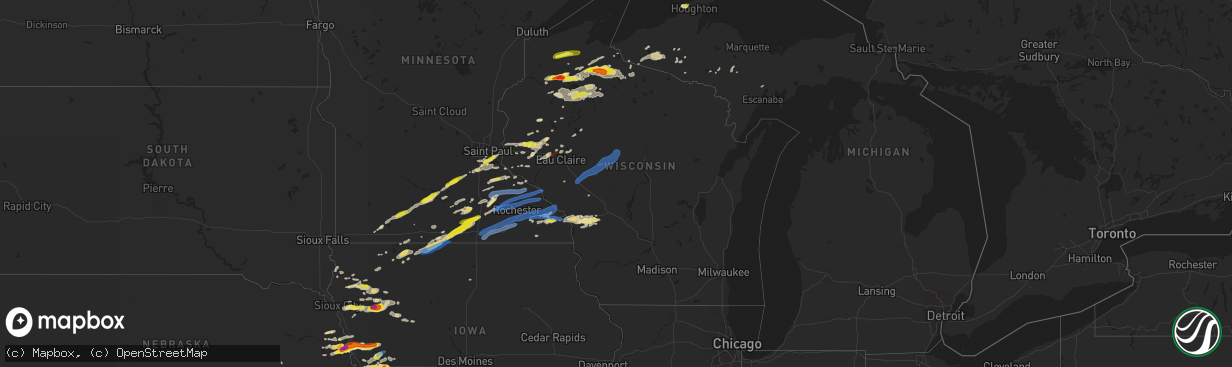 Hail map in Wisconsin on September 24, 2019