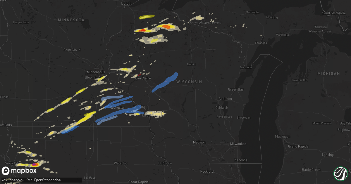 Hail map in Wisconsin on September 24, 2019