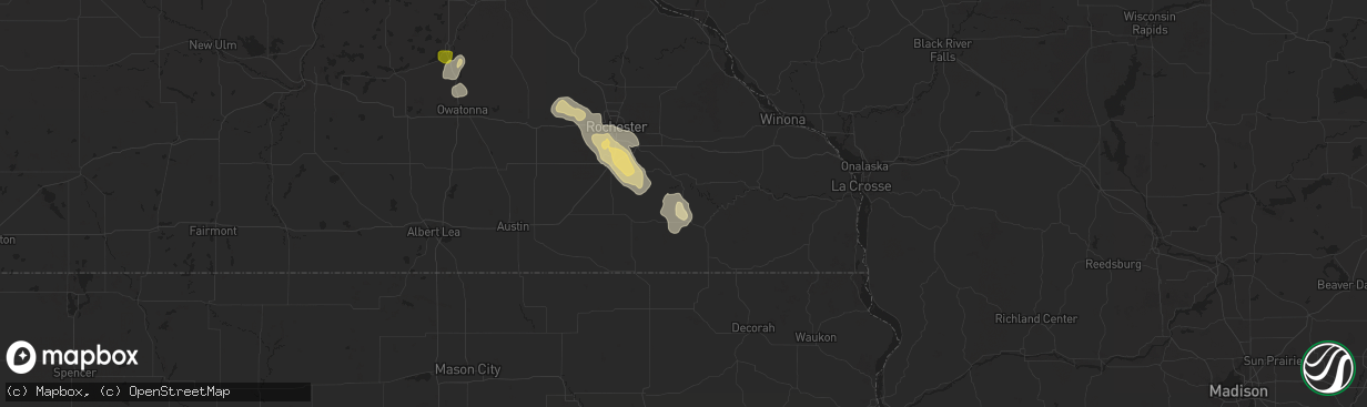 Hail map in Fountain, MN on September 24, 2020