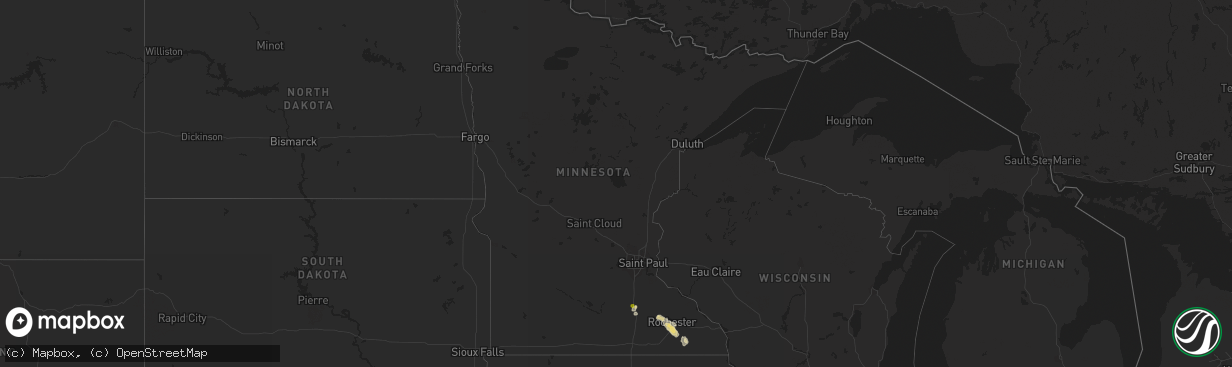 Hail map in Minnesota on September 24, 2020