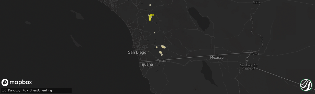 Hail map in Alpine, CA on September 24, 2021