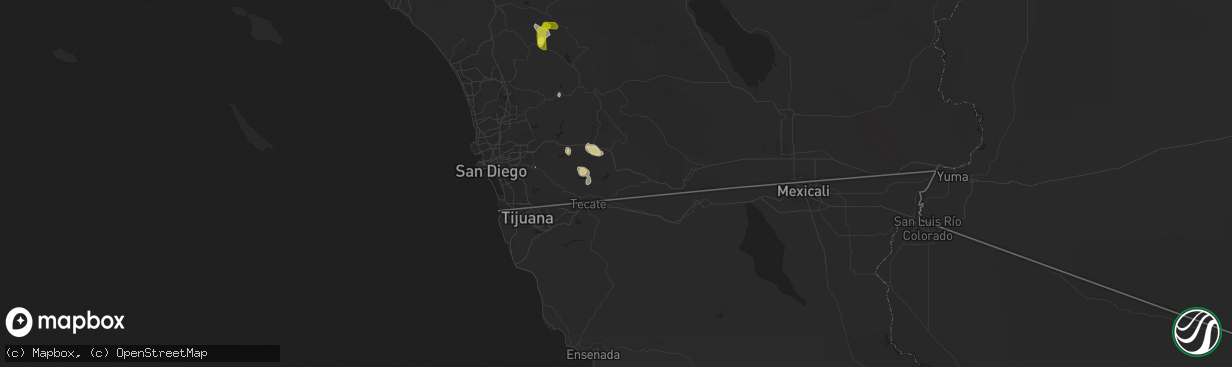 Hail map in Campo, CA on September 24, 2021