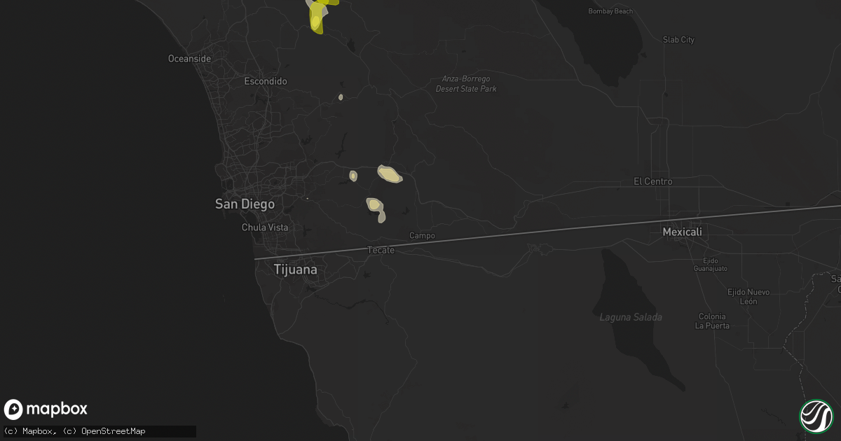 Hail map in Campo, CA on September 24, 2021